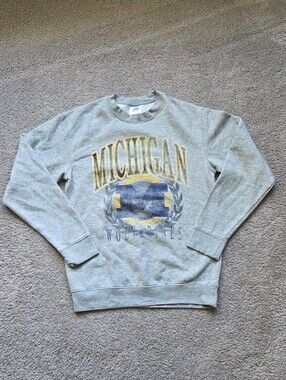 Michigan Wolverines Pro Edge Gray Crewneck Sweatshirt, Mens Small Collegiate